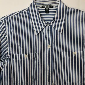 Lauren Ralph Lauren Jeans Cotton Blue White Stripe Women Button Down Medium
